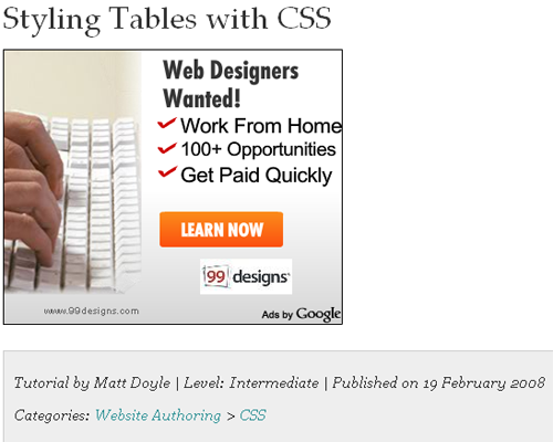 CSS Data Table Techniques
