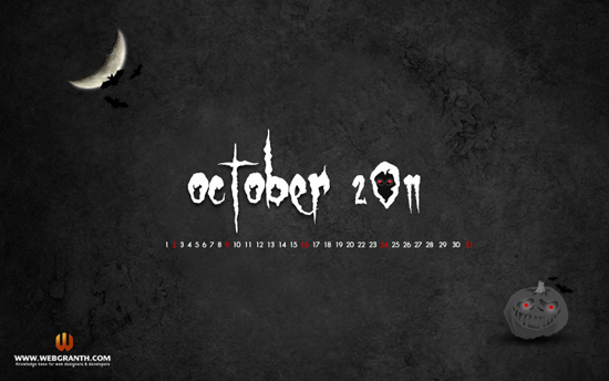 Story of the Midnight Vampire Desktop calendar wallpaper October 2011