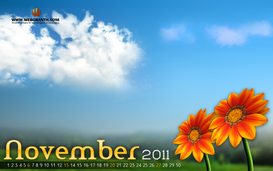 desktop calendar wallpaper November 2011