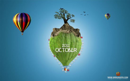 Nature Calling Desktop calendar wallpaper October 2011