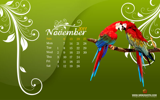 desktop calendar wallpaper November 2011
