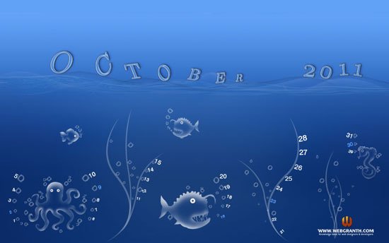 Under the Sea Desktop calendar wallpaper October 2011