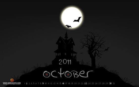 Moon in the Midnight Desktop calendar wallpaper October 2011