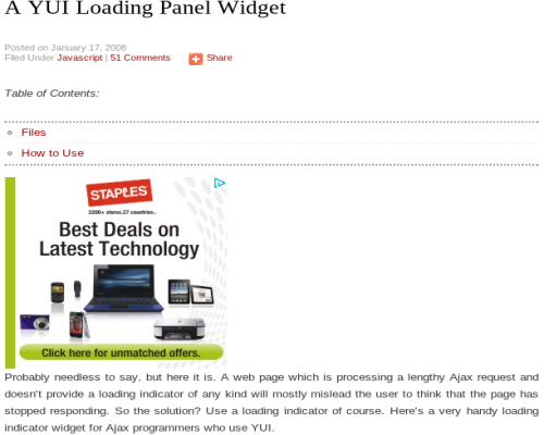 A YUI Loading Panel Widget