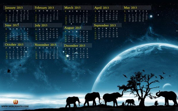 Animated HD Wallpaper calendar 2013
