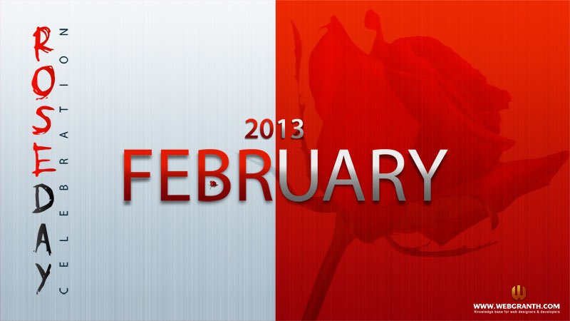 Valentine Rose day wallpaper calender 2012 February photo image