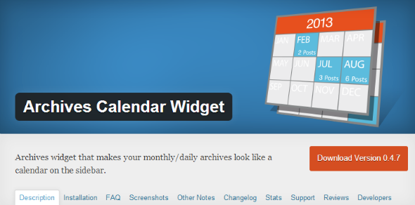 Archives Calendar Widget