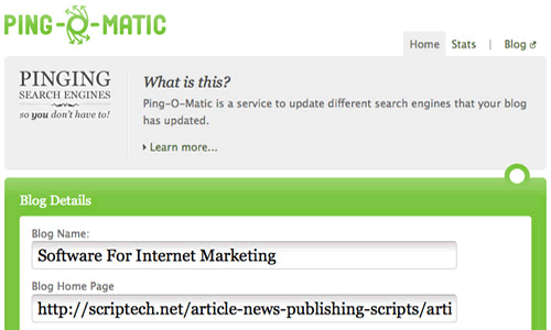 pingomatic Blogger Toolbox