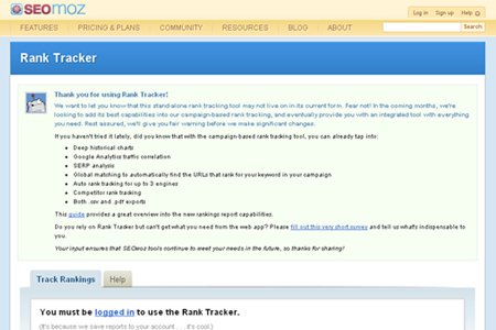 SEO Moz Rank Tracker Tool