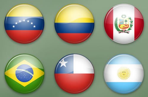 14 World Flags Icons of South America