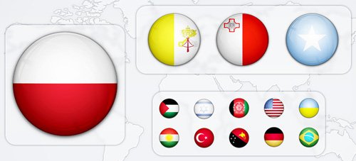 238 (All Countries) Glossy Round Flag Icons