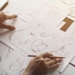 Production designer sketching Drawing Development Design product packaging prototype idea Creative Concept